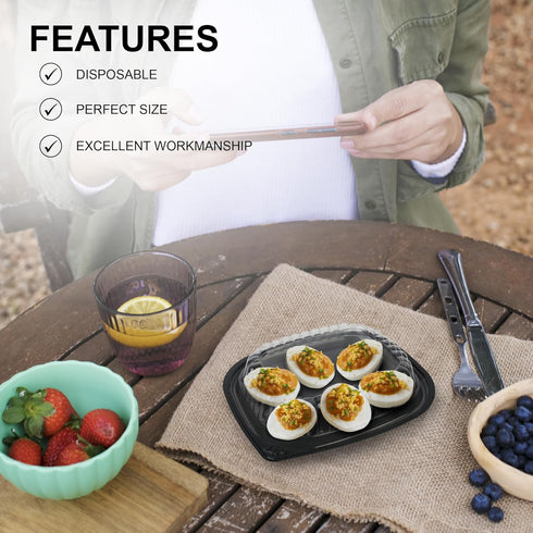 MT Products Clear Deviled Egg Containers, Holds 6 Eggs, Durable Egg Platter Tray, Pack of 12