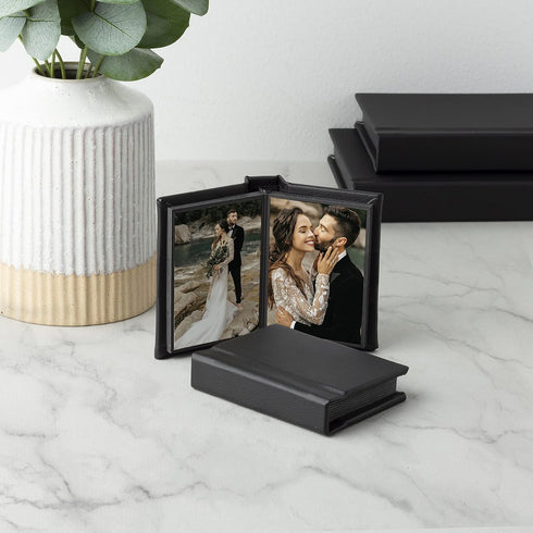 Neil Enterprises Inc. Black Leather Self-Stick Photo Album, 2.5" x 3.5", Holds 10 Photos