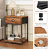 2 Furologee End Table with Storage Shelf and Fabric Drawer, Tiers Industrial Nightstand, Bedside Table Organizer