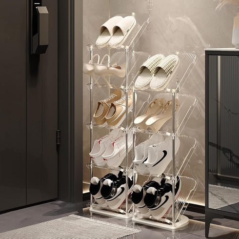 3 YYW Narrow Shoe Rack Vertical Shoes Rack for Entryway Corner Shoe Storage Organizer for Small Spaces Transparently