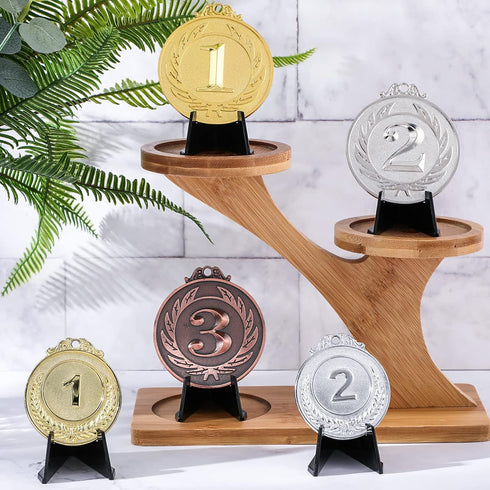 12 Packs Mini Coin Display Stands, 2.17 x 1.65 Inch Black Easel Holders for Collectibles and Pictures