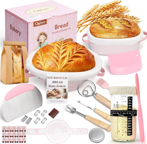 Sourdough Starter Kit with 2 Proofing Baskets (Oval & Round) & Sourdough