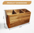 Large Kitchen Utensil Holder Organizer, Wooden Storage Container with 3 Compartments, Acacia Wood
