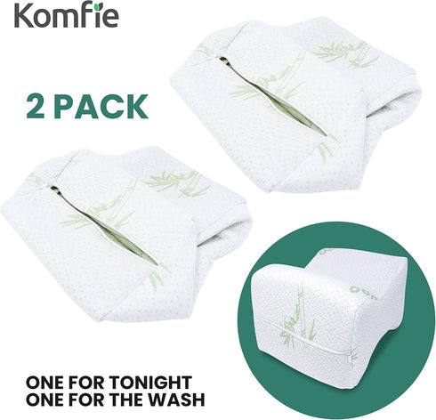 2-Pack Washable Replacement Knee Pillow Covers - Soft Cooling Breathable Leg Pillowcases for Universal Fit