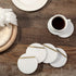 Set 6 3.9" Inches Koville White Marble Coasters of for Coffee Table, Handmade Round Coaster, Luxury Aesthetic Marble