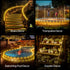 ICRGB Solar Rope Lights Outdoor Waterproof, 39FT 120LED with Remote Control & 8 Modes for Holiday Decoration