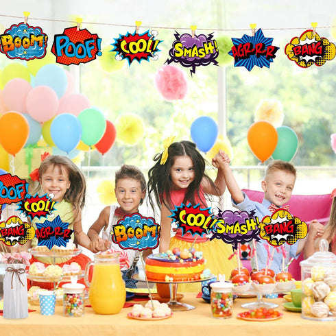Blulu 30 Pieces Hero Themed Party Decorations, Fun Sign Cutouts for Celebrations
