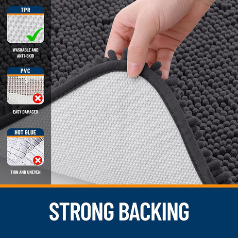 OLANLY Bathroom Rugs 47x20, Extra Soft Absorbent Chenille Bath Mats, Non-Slip, Machine Washable for Bathroom Floor