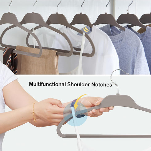 ELONG HOME Plastic Hangers for Clothes, Non Slip Durable Clothing Hangers, 15.7 Inches Gray, 20 Pack for Adults