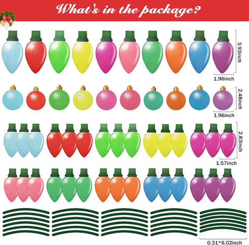 MORCART 80PCS Reflective Christmas Car Magnets Set for Refrigerator, Garage, Mailbox Decor