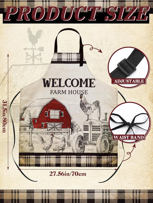 Bencailor 6 Pcs Waterproof Kitchen Aprons, Adjustable Baking Cooking Themed Aprons for Home