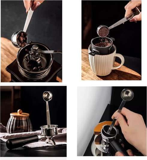 Espresso Scoop with Tamper - 2 In 1 Stainless Steel Coffee Spoon for Measuring and Tamping