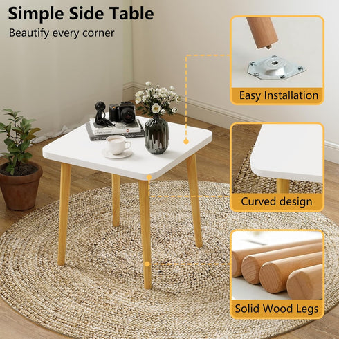 4 Floor,20"(L) 20"(W) 20"(H),Living Funecy Square End Table Low Table with Solid Wood Sturdy Legs,Floor Table Desk