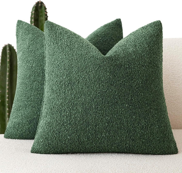 Foindtower Set of 2, Decorative Textured Boucle Throw Pillow Covers Accent Solid