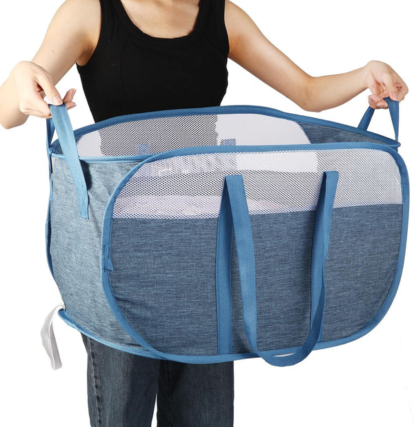 Collapsible Laundry Baskets - Tear Proof Pop Up Hamper with Dual Handles, Durable Foldable Laundry Basket