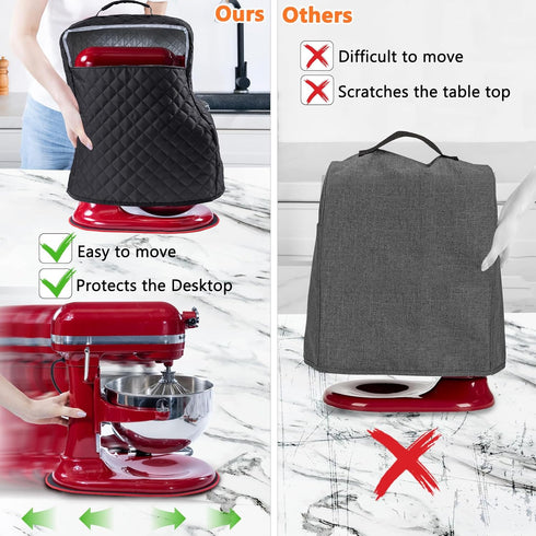 BAGSPRITE Stand Mixer Cover with Pockets for KitchenAid Mixer 6/7/8 Quart, Appliance Sliders for Accessories