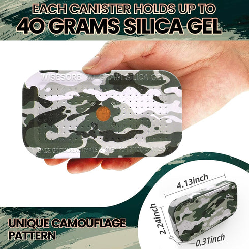 Wisesorb 40 Gram Gun Safe Dehumidifier, 3 Pack Camouflage Pattern Reusable Silica Gel Packets for Room, Bathroom,