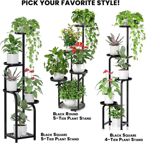 5 TOSKING Tier Tall Plant Stand Indoor Outdoor,Anti-Tip Plant Stand indoor, Wide Base for Pots, Child and Pet
