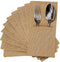 FQTANJU 50 Pcs Burlap Utensils Holders, 4"x8.8" Natural Jute Cutlery Pouch for Rustic Wedding Party Decorations