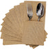 FQTANJU 50 Pcs Burlap Utensils Holders, 4"x8.8" Natural Jute Cutlery Pouch for Rustic Wedding Party Decorations