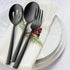 E-far 6-Piece Matte Black Serving Utensils Set, 8.7 Inch Stainless Steel Hostess Spoons and Forks