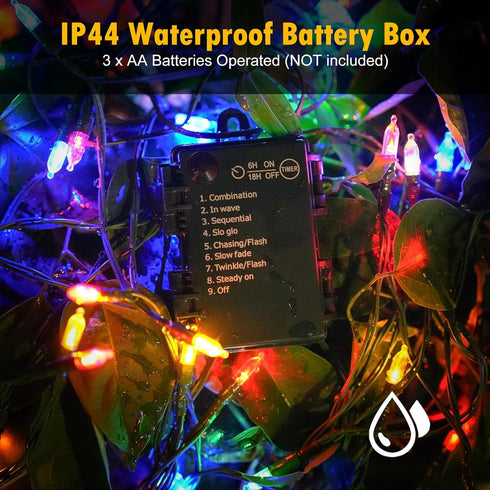 Vruxuri 4 Pack 18 50 8 Battery Operated Christmas Lights, FT LED Each Clear Mini String Lights, Modes with Timer