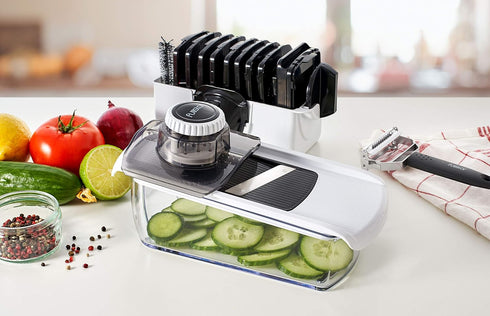 Fullstar Mandoline Slicer, 11 in 1 Kitchen Gadgets, Cucumber Slicer, Cheese Grater, Veggie Slicer, Safety Glove