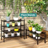 2-Tier Closet, viewcare Black Bamboo Shoe Rack for Entryway, Stackable | Foldable | Natural, Shoe Shelf Storage