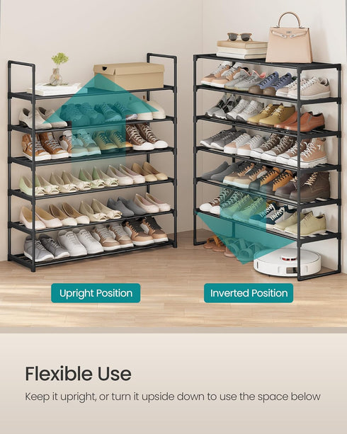 6-Tier 24-30 11.8 36.2 42.7 Inches, ULSA306BH01 SONGMICS Shoe Rack, Shoe Organizer, Metal Storage Shelf, Upright