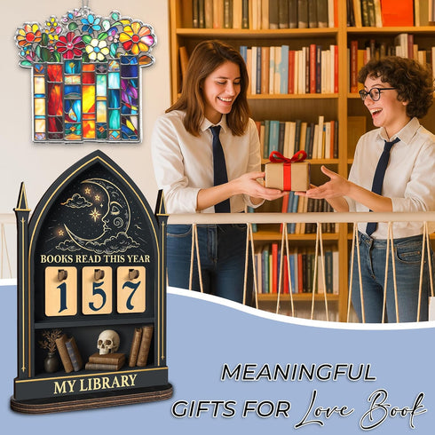 Counter, FF815 Books Read This Year Fantasy Book Tracker Sign for Home Library Decor, Bookworm Gift for Women