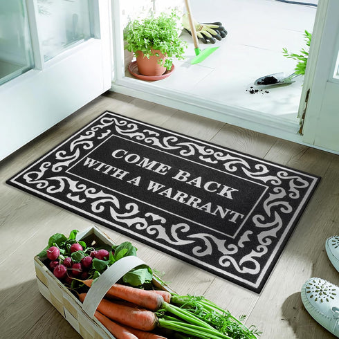 Welcome Mat, Outdoor Indoor Non-Slip Rubber Backing, Funny Come Back with A Warrant Door Mat