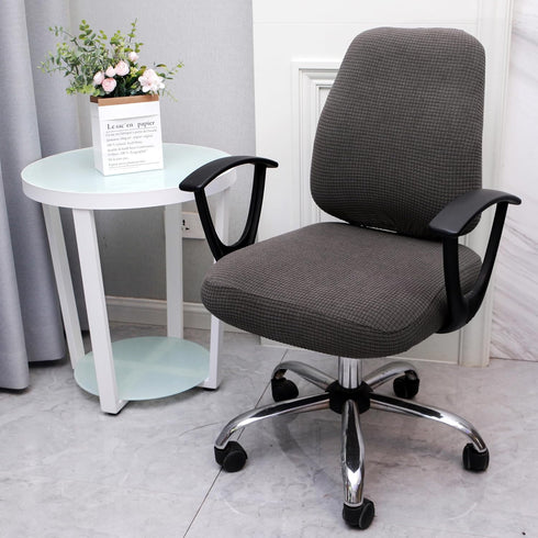 Computer Office Chair Cover, Stretchable Universal Rotating Chair Slipcover (ZZ Dark Grey Walf Checks)