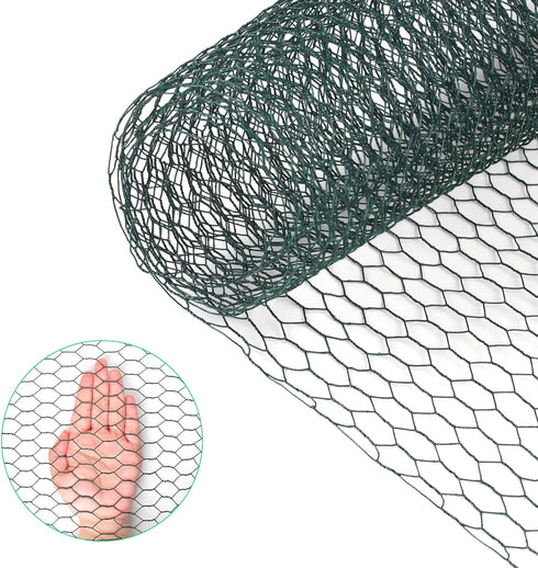 HANWRAPS Chicken Wire, 15.7 x 90.5 Inches, Green, Hexagonal Mesh, Galvanized Metal Poultry