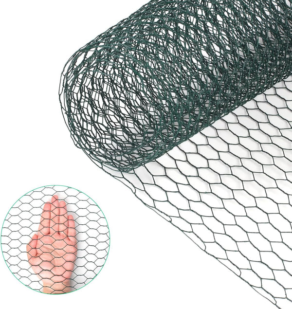HANWRAPS Chicken Wire, 15.7 x 90.5 Inches, Green, Hexagonal Mesh, Galvanized Metal Poultry