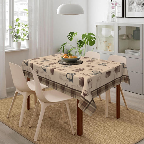 Verdiqor 54x72 Inch Brown Coffee Theme Rectangle Tablecloths, Waterproof Washable Table Cover for Party, Kitchen
