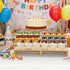 Varbonia Set 2 3-Tier 6 Pack) Wood Display Risers - x Rectangular Stands, Layered Aesthetic Shelves for Cupcakes