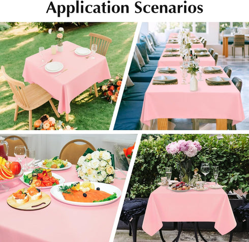 2 Pack 36X36 Inch Small Square Table Cloth Pink Tablecloth Washable Polyester Solid Tables Cover for Night Stand End