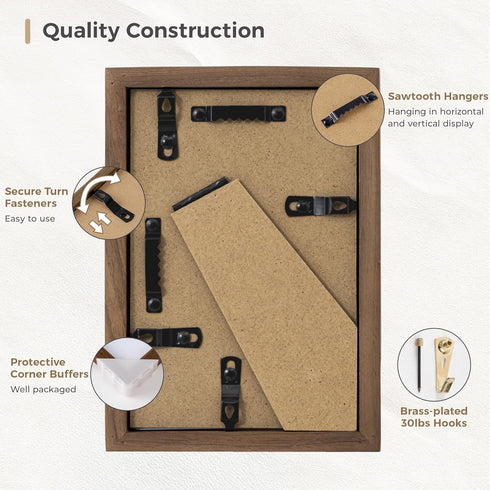 4x6 Set 2, 4x6 3.5x5, Fun Memories Picture Frame of Natural Solid Walnut Wood Photo Frame with HD Tempered Glass