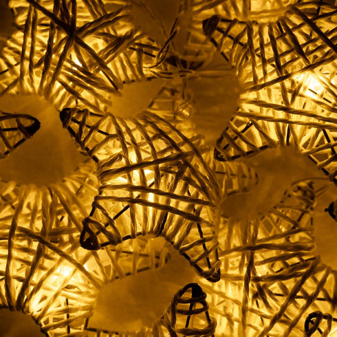 6 ft 10 LED Metal Rattan Style Star String Fairy Lights Garland, Battery Operated, Wedding Holiday Christmas Tree, Warm