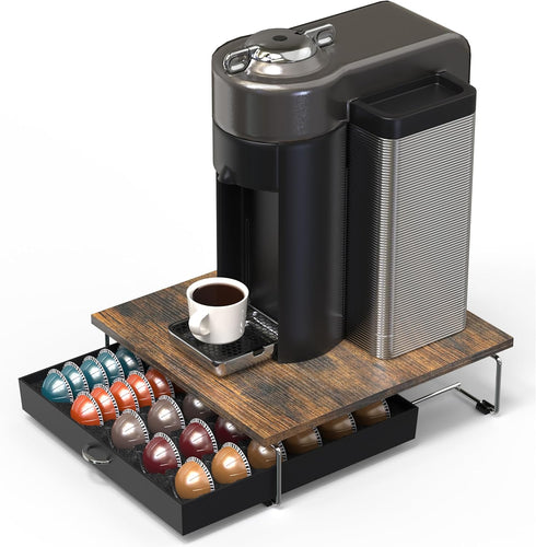 DecoBrothers Supreme Vertuoline Drawer, Holds 30 Big or 60 Small Vertuoline Pods, Rustic Brown