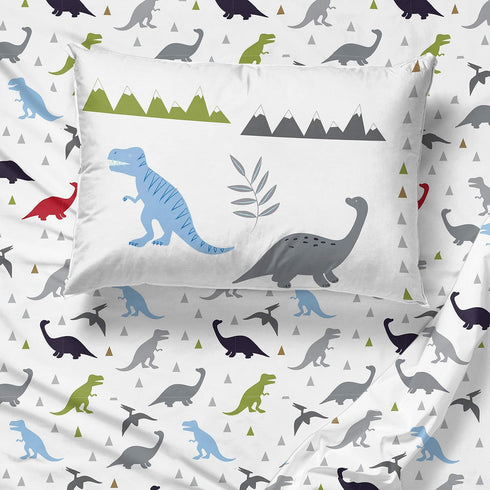 4 Set Set Jay Franco Trend Collector Dinosaur Roar Piece Toddler Bed - Includes Comforter & Sheet - Super Soft Fade