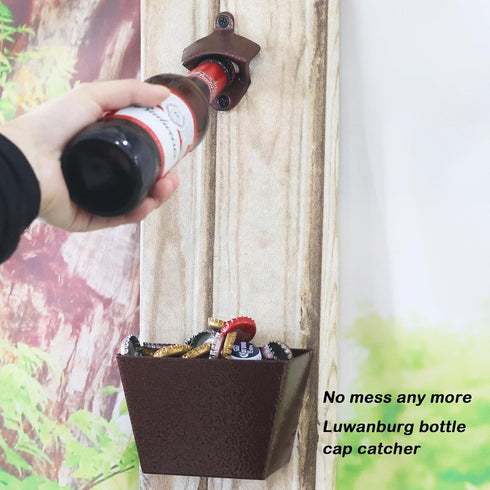 Beer Cap Catcher Wall Mount Bottle Top Bucket with Drained Holes (Crackle)
