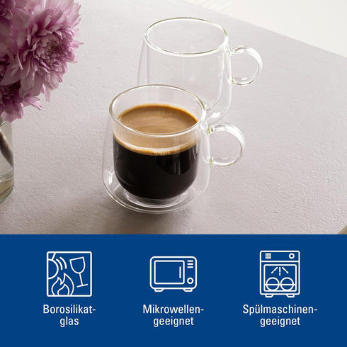 Set 2 9 oz, Villeroy & Boch Artesano Hot & Cold Beverages Coffee Glass, of Glasses, Double-Walled Glasses for Cold