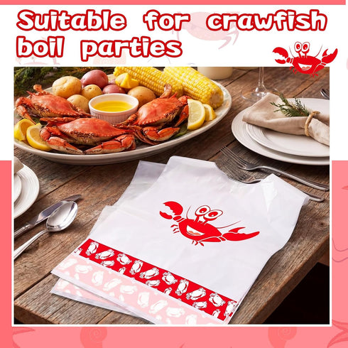 50 23 Inches SATINIOR Pieces Disposable Adults Crab Bibs with Pocket Plastic Funny Bib for Seafood Restaurants and Crab