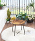 VECELO Small Round Metal Side Snack Table for Outdoor & Indoor Use - Anti-Rust Design