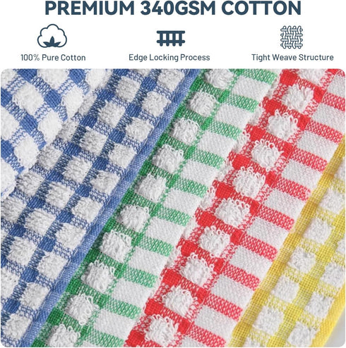 12 Packs 12x12 Inches 100% Sets Egles Kitchen Dishcloths Cotton Kitchen Dish Cloths for Washing Dishes Scrubbing Wash