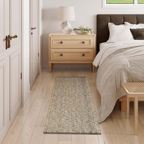 LEEVAN Washable Runner Rug 2'x5': Natural Hand-Woven Reversible Entryway Rug, Cotton Modern Bedroom Farmhouse Rug
