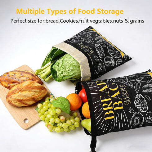 EthosCraft 2 Packs Bread Bags for Homemade Bread- XL Beeswax Bread Bags for Sourdough Reusable Food Grade Bread Storage