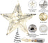 Christmas Tree Topper Star, Callenbach LED Metal Light Up Xmas Decorations, 10 inches Silver Glitter Ornaments