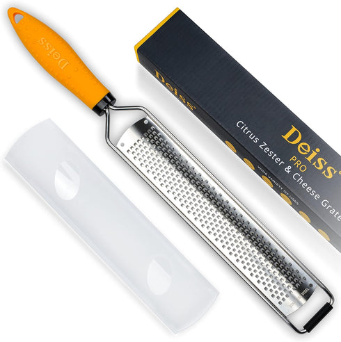 Deiss PRO Citrus Lemon Zester & Cheese Grater - Razor-Sharp Stainless Steel Blade, Dishwasher Safe